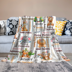 Free Shipping✈️ Personalized Woodland Animals Baby Soft Blanket - Birthday Gifts for Baby Kids