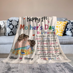 Dear Mommy Happy 1St Mother's Day - Personalized Blanket