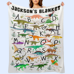 Personalized Dinosaur Alphabet Name Custom Blanket