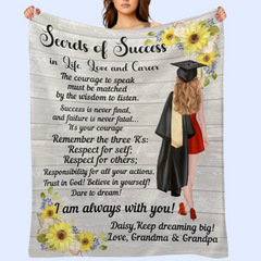 Personalized Clipart Secrets Of Success Graduation Gift Blanket