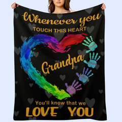 Touchez ce cœur grand-père - Couverture personnalisée - Cadeau d’anniversaire de la fête des pères pour grand-père, papa, papa - Cadeau de la femme, des petits-enfants 