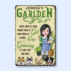 A Girl Who Loves Dog & Gardening - Personalized Metal Sign - Gift For Gardening Lovers