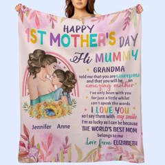 La meilleure maman du monde m'appartient - Couverture personnalisée familiale - Fête des mères, cadeau d'anniversaire pour la première maman