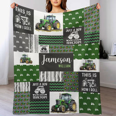 Livraison gratuite✈️Couverture personnalisée avec nom de bébé – Couverture pour tracteurs de camion, couverture cadeau pour garçons – Couverture pour Noël.