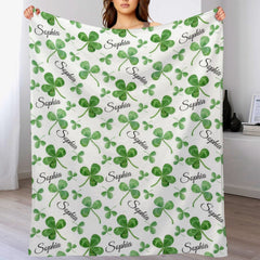 Free Shipping✈️ Clover Name Custom Blanket - Lucky Gift