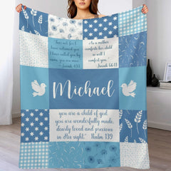 Free Shipping✈️Personalized Baptism Blanket Girl Boy - Soft Custom Baby Baptism Gift Quilt with Name and Bible Verses