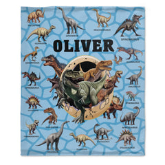 Free Shipping✈️Personalized Custom Name Blankets -  Dinosaur Theme