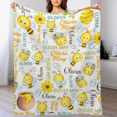 Free Shipping✈️Personalized Honey Bee Name Blanket