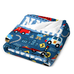 Free Shipping✈️Transportation Ambulance Fire Fighter Personalized Name Baby Blanket