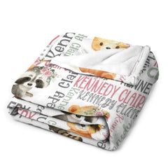 Livraison gratuite✈️Couverture personnalisée avec nom de bébé, motif floral rose, animaux des bois, fille