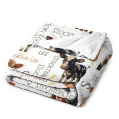 Free Shipping✈️Personalized Name Custom Cow Baby Blanket