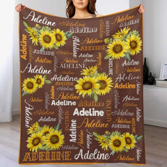 Free Shipping✈️Personalized Customized Name Sunflower Blanket for Kids Baby Family