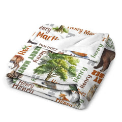 Free Shipping✈️Personalized Woodland Forest Baby Name Blanket