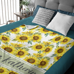 Free Shipping✈️Sunflower Floral Personalized Name Baby Blanket