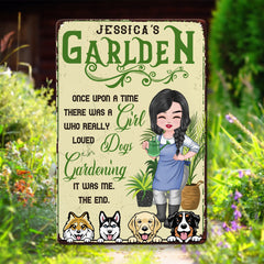 A Girl Who Loves Dog & Gardening - Personalized Metal Sign - Gift For Gardening Lovers