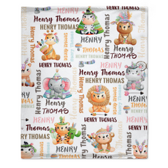 Free Shipping✈️ Personalized Woodland Animals Baby Soft Blanket - Birthday Gifts for Baby Kids