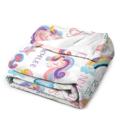 Free Shipping✈️Rainbow Unicorn Baby Name Blanket