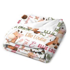 Free Shipping✈️Personalized Name Baby Blanket Animal Giraffe Blanket