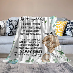 I Love You With A Smile First Father's Day - Personalized Blanket - Birthday Father's Day Gift For First Dad