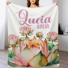 Free Shipping✈️Lotus Flowers Personalize Baby Blanket