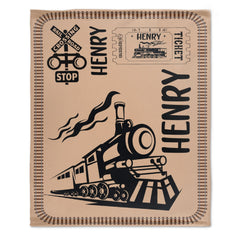 Free Shipping✈️Personalized Name Vintage Train Kids Blanket