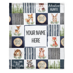 Free Shipping✈️Customized Baby Name Personalized Woodland Blankets for Girls