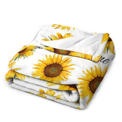 Free Shipping✈️Personalized Custom Sunflower Blanket with Name for Adults Kids Baby