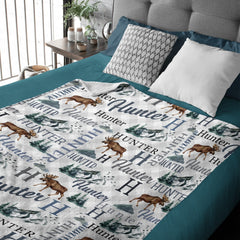 Free shipping✈️Personalized Moose Name Blanket - Outdoors Mountain Blanket - Custom Hunting