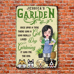 A Girl Who Loves Dog & Gardening - Personalized Metal Sign - Gift For Gardening Lovers