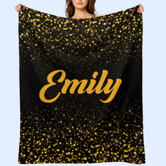 Free Shipping✈️Sparkling Gold Glitter Personalized blanket with Name - Birthday Anniversary Gift