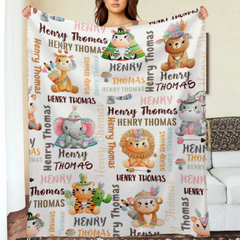 Free Shipping✈️ Personalized Woodland Animals Baby Soft Blanket - Birthday Gifts for Baby Kids