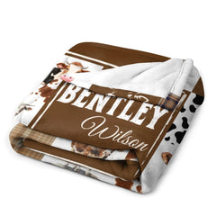 Free shipping✈️Personalized Cowboy Baby Blanket with Name