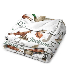 Free Shipping✈️Personalized Baby Blanket, Hunting Blanket,Deer, Mallard Duck  Woodland Baby Name, Country Theme Baby Blanket