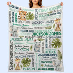 Free Shipping✈️Personalized Woodland Blanket with Name - for Kids Boys Girls Toddler Baby Shower Birthday