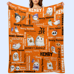 Free Shipping✈️Halloween Cute Ghost Name Custom Blanket - Halloween Gifts