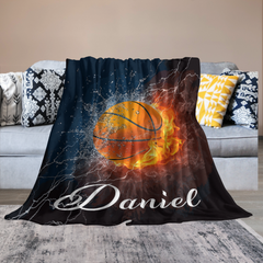 Free Shipping✈️Ball In Fire Custom Name Blanket - Custom Team Gift