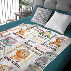 Free Shipping✈️ Personalized Woodland Animals Baby Soft Blanket - Birthday Gifts for Baby Kids