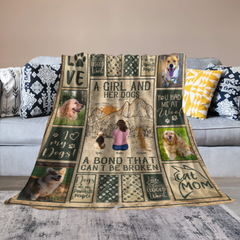 [Photo Inserted] A Girl And Her Dogs Unbreakable Bond - Personalized Blanket - Birthday Mother's Day Gift For Dog Mom, Dog Lovers, Dog Dad