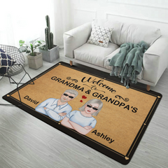 Bienvenue aux grands-parents tapis familial décor à la maison cadeau paillasson personnalisé