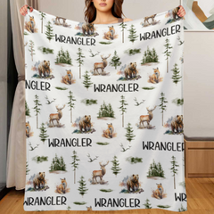 Free Shipping✈️Woodland Forest Animals Personalized Custom Name Blanket - Baby Shower Blanket - Gifts for Baby