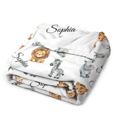 Free Shipping✈️Friends of the Forest Name Custom Blanket - Gift Ideas for Kids