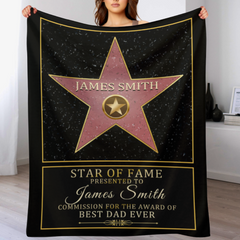 Free Shipping✈️Star Of Fame, Best Mom, Best Dad Of The Year - Family Personalized Custom blanket - Birthday Gift For Mom And Dad