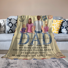 Dad - This Blanket Reminds How Much We Love You - Personalized Blanket - Birthday, Father's Day Gift For Dad, Father, Grandpa, Husband