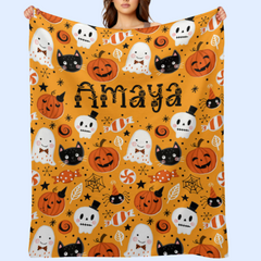 Free Shipping✈️Halloween Name Personalized Custom Blanket - Halloween Gifts