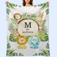 Free Shipping✈️Personalized Woodland Animals Baby Name Blanket