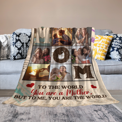 Mom Is The World - Couverture personnalisée - Cadeau pour maman - Du fils, de la fille, du mari 