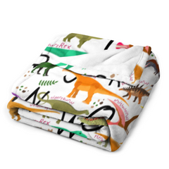 Personalized Dinosaur Alphabet Name Custom Blanket