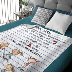 Dear Dad We Love You So Much - Personalized Blanket - Birthday Father's Day Gift For Daddy, Dad, Step Dad - Gift From Kids, Wife