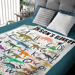 Personalized Dinosaur Alphabet Name Custom Blanket