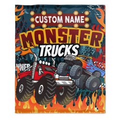 Free Shipping✈️Custom Name Monster Cartoon Truck Kids Blanket